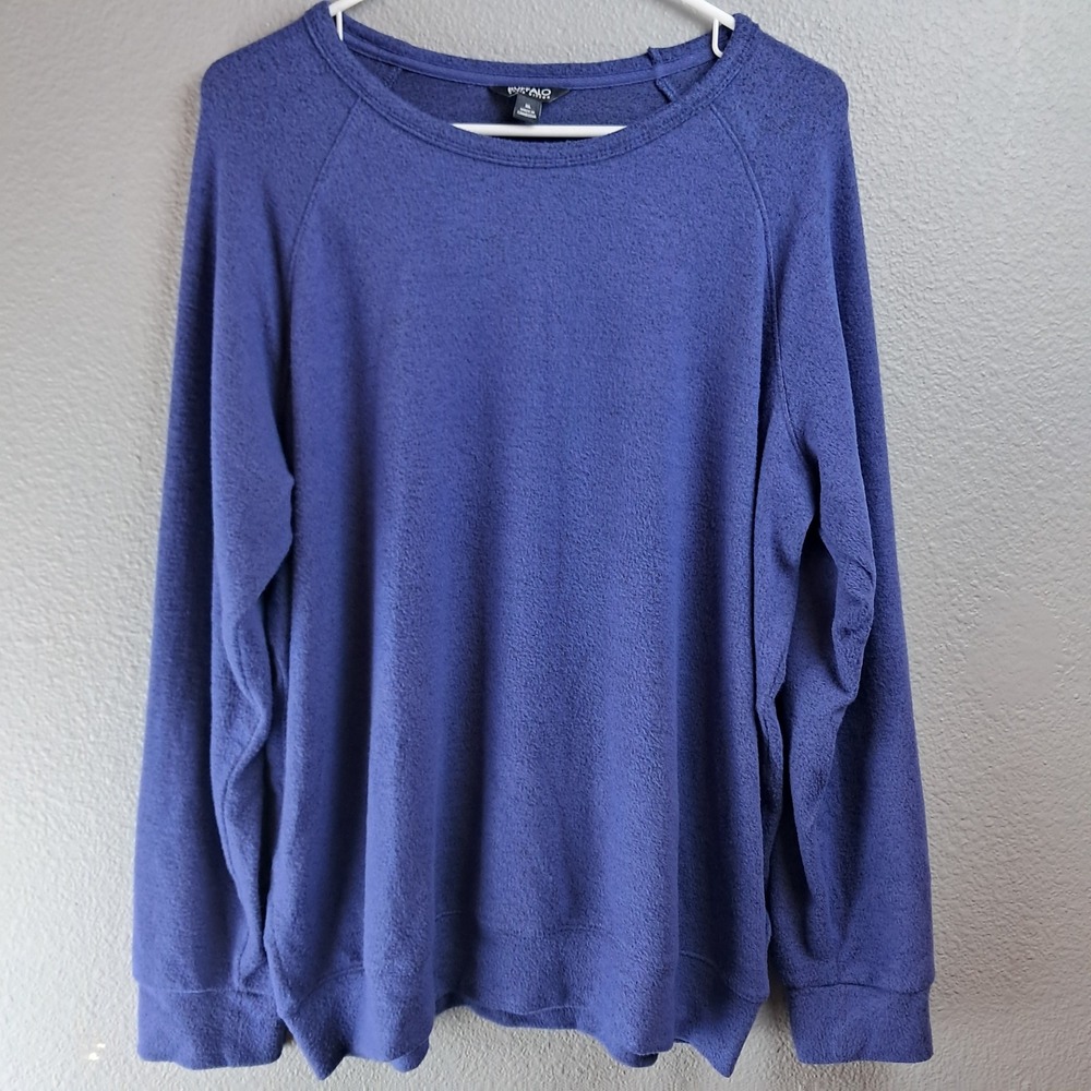 Buffalo David Bitton Womens Crew Neck Long Sleeved Pullover XL Blue Raglan Top